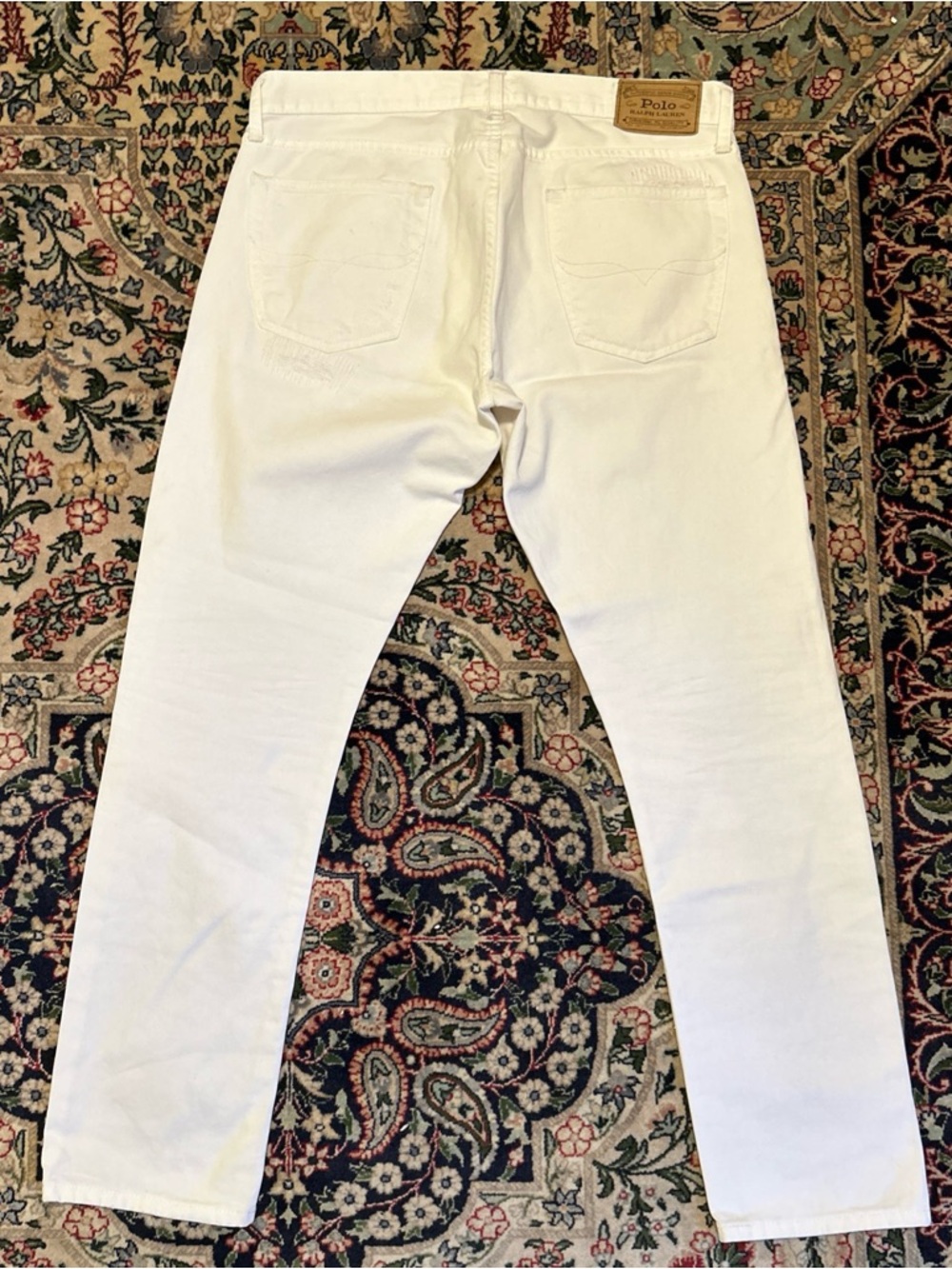 Ralph Lauren White Sullivan Slim Jeans, 34/32, worn twice but stain on crotch